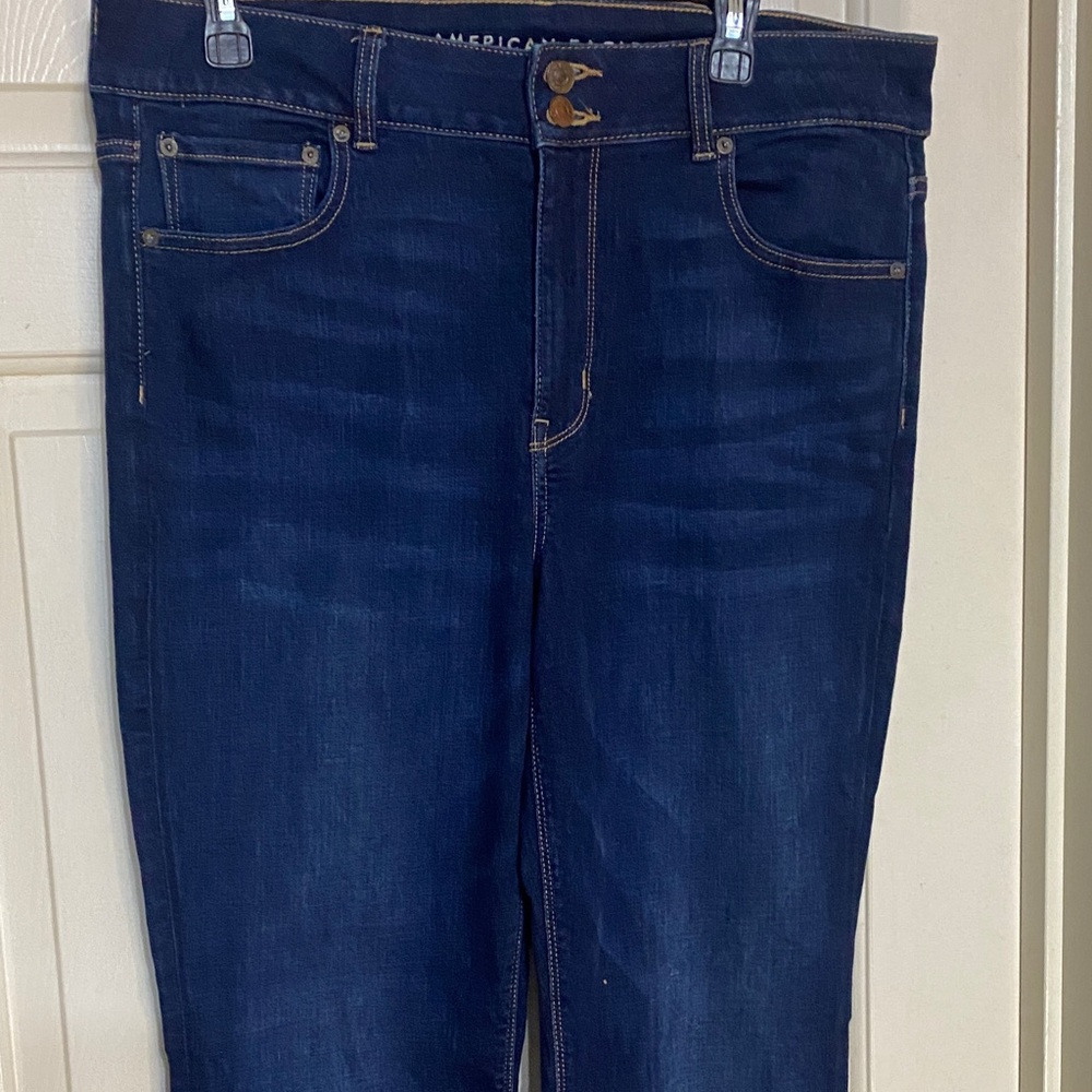 American Eagle Outfitters Women's Deep Indigo HI-RISE ARTIST FLARE